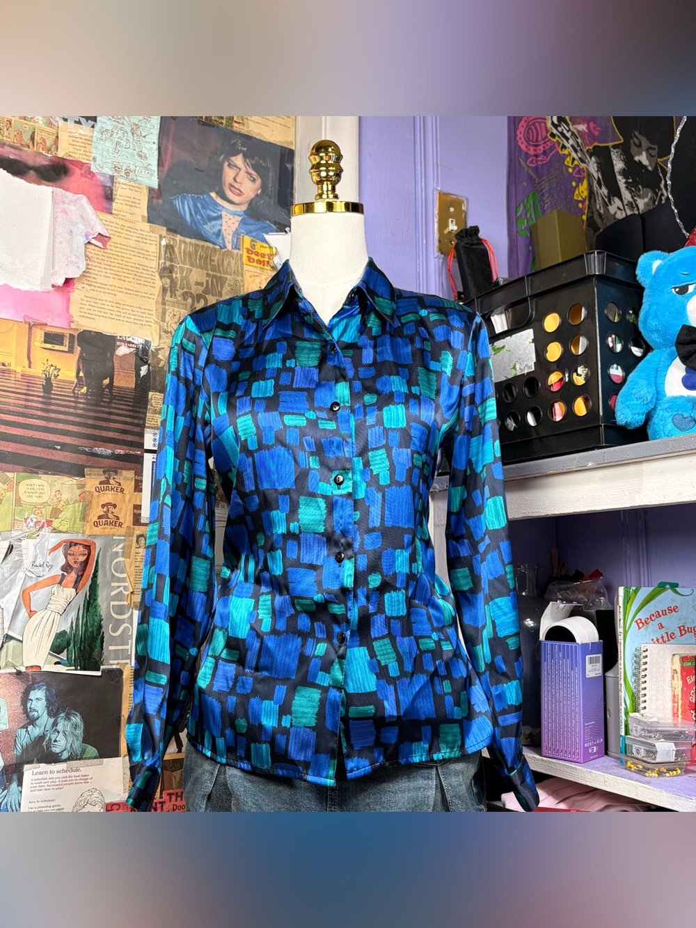 Notations Abstract Button-Up Blouse